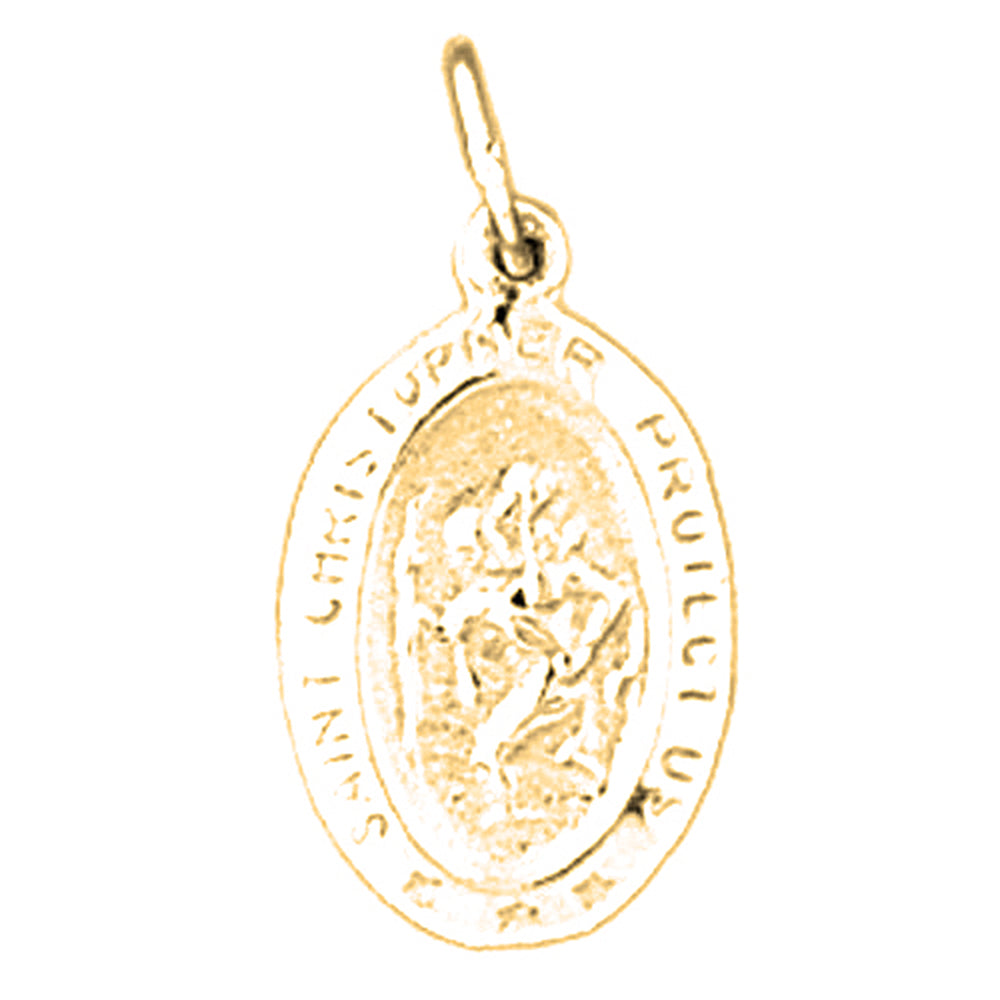 Yellow Gold-plated Silver Saint Christopher Coin Pendant