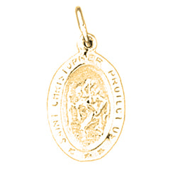 Yellow Gold-plated Silver Saint Christopher Coin Pendant