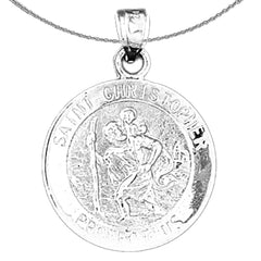Sterling Silver Saint Christopher Coin Pendant (Rhodium or Yellow Gold-plated)