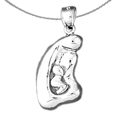 Sterling Silver Mother Mary Pendant (Rhodium or Yellow Gold-plated)