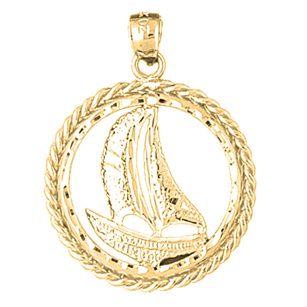 Yellow Gold-plated Silver Sailboat Pendant