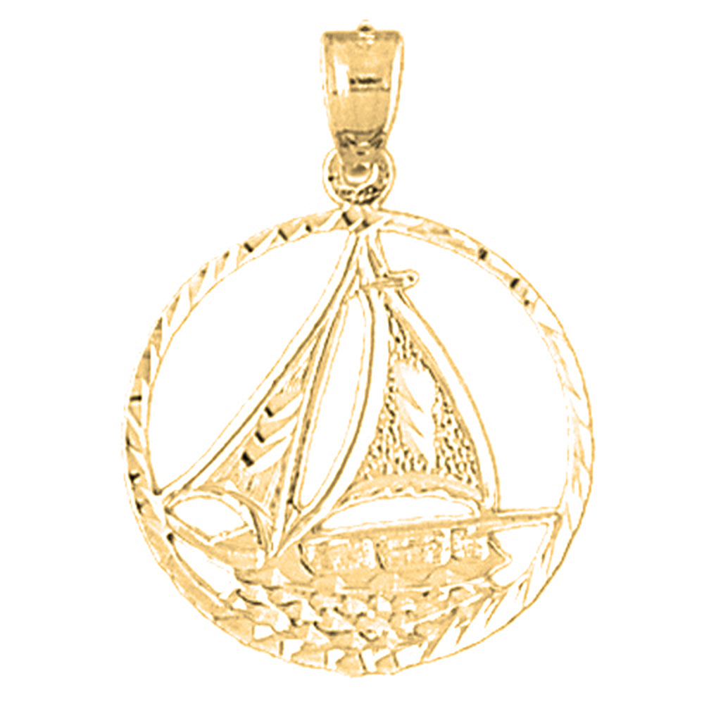 Yellow Gold-plated Silver Sailboat Pendant