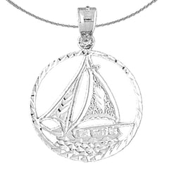 Colgante de velero de plata de ley (bañado en rodio o oro amarillo)