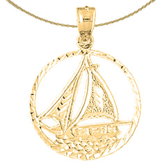 Colgante de velero de plata de ley (bañado en rodio o oro amarillo)
