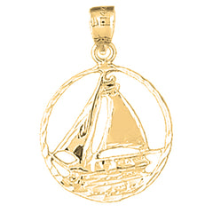 Yellow Gold-plated Silver Sailboat Pendant