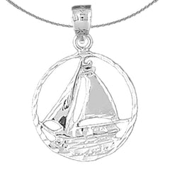 Colgante de velero de plata de ley (bañado en rodio o oro amarillo)