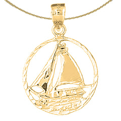Colgante de velero de plata de ley (bañado en rodio o oro amarillo)