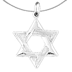 Colgante de estrella de David de plata de ley (bañado en rodio o oro amarillo)