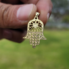 Sterling Silver Chamsah Pendant (Rhodium or Yellow Gold-plated)