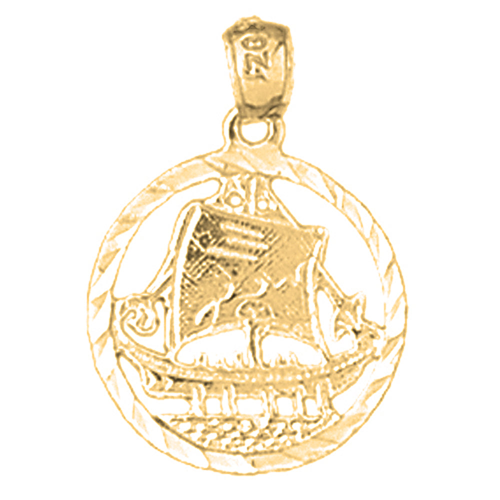 Yellow Gold-plated Silver Sailboat Pendant