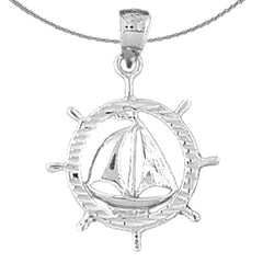 Colgante de velero de plata de ley (bañado en rodio o oro amarillo)