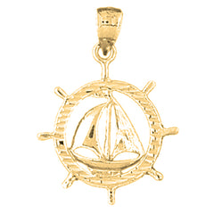 Yellow Gold-plated Silver Sailboat Pendant