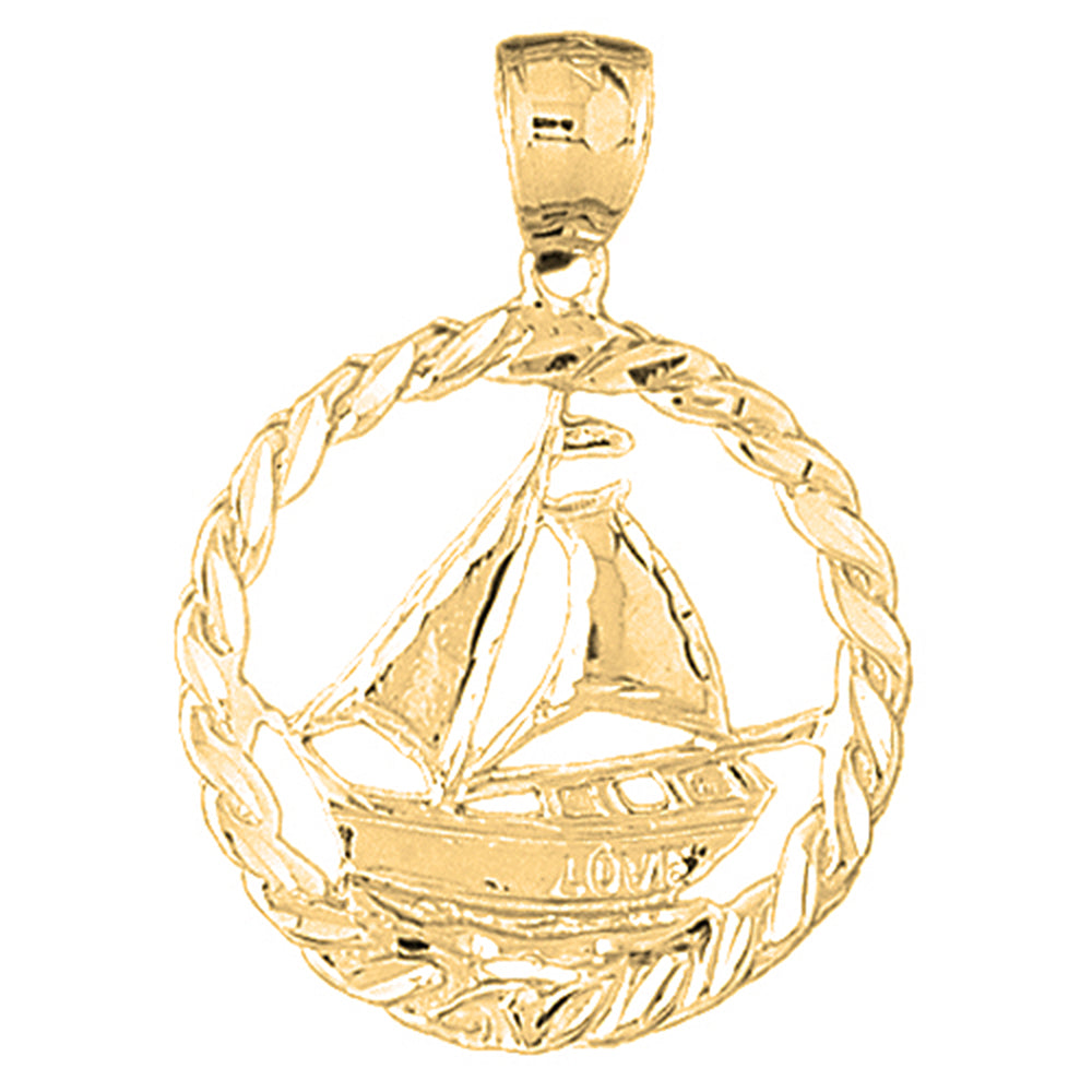 Yellow Gold-plated Silver Sailboat Pendant