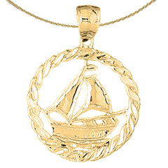 Segelboot-Anhänger aus Sterlingsilber (rhodiniert oder gelbvergoldet)