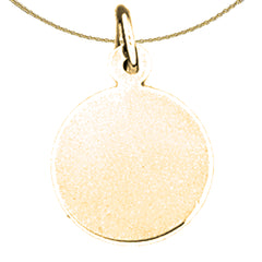 Sterling Silver Handcut Round Pendant (Rhodium or Yellow Gold-plated)