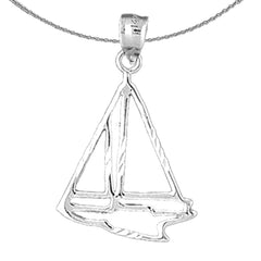 Colgante de velero de plata de ley (bañado en rodio o oro amarillo)