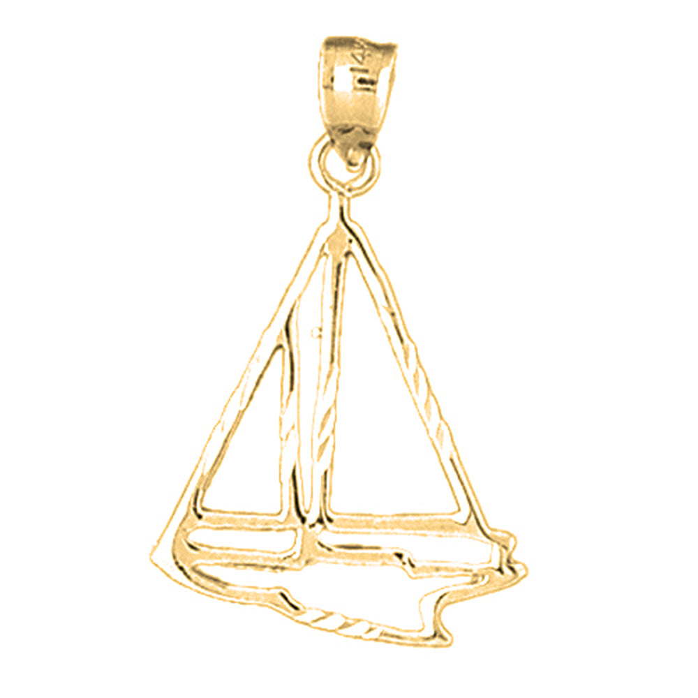 Yellow Gold-plated Silver Sailboat Pendant