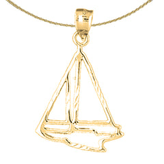 Colgante de velero de plata de ley (bañado en rodio o oro amarillo)