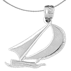 Colgante de velero de plata de ley (bañado en rodio o oro amarillo)
