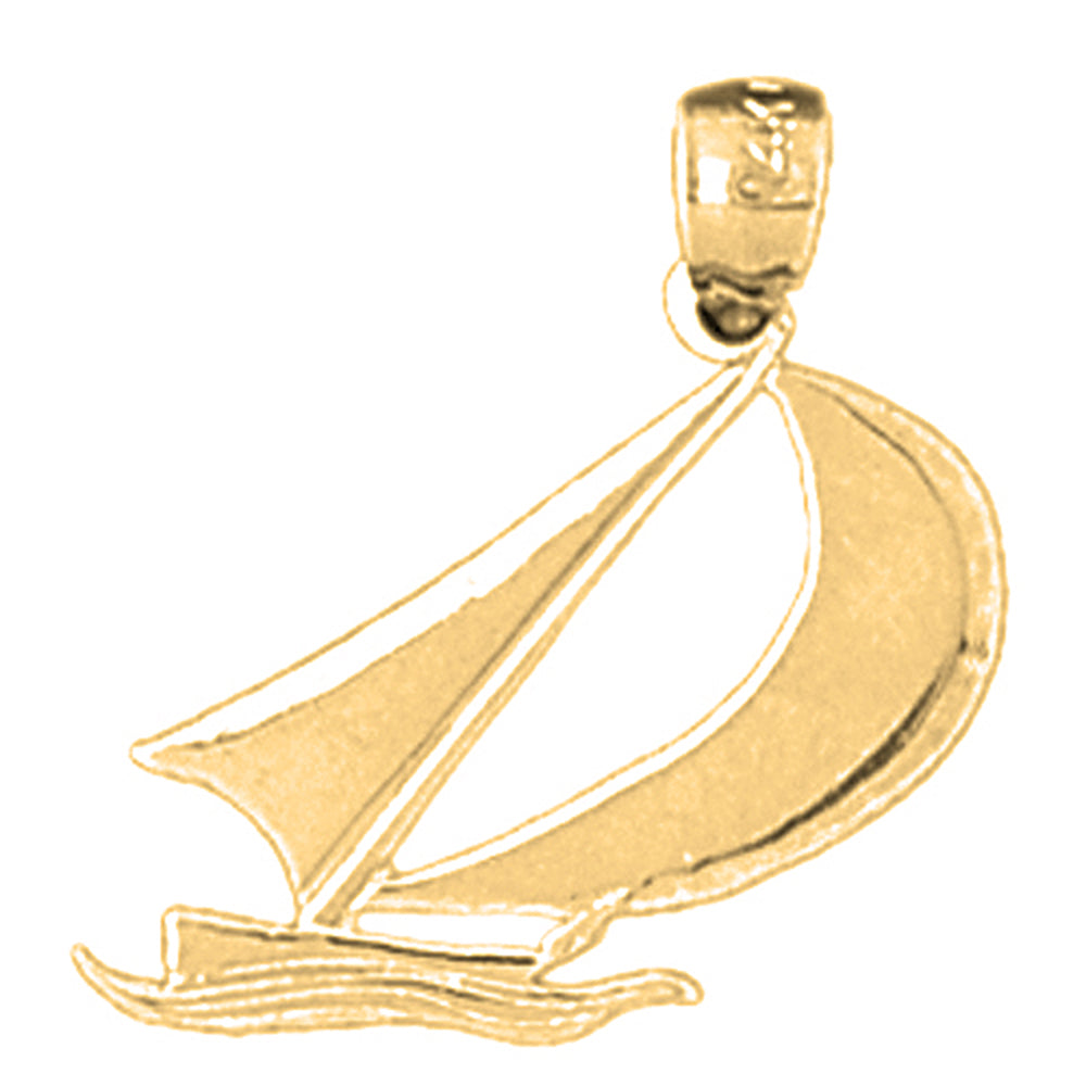 Yellow Gold-plated Silver Sailboat Pendant