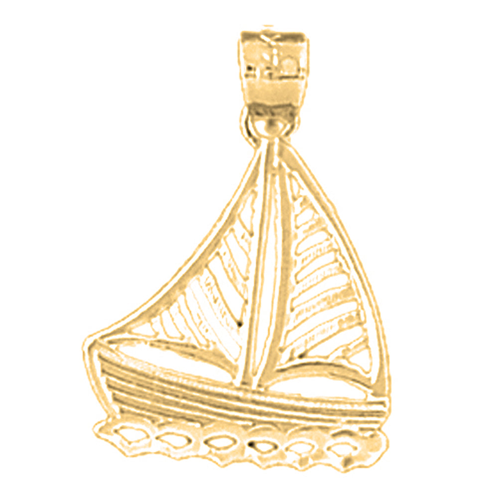 Yellow Gold-plated Silver Sailboat Pendant