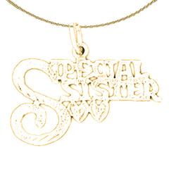 Sterling Silver Special Sister Pendant (Rhodium or Yellow Gold-plated)
