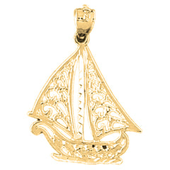 Yellow Gold-plated Silver Sailboat Pendant