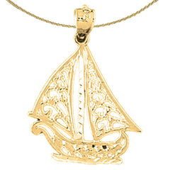 Colgante de velero de plata de ley (bañado en rodio o oro amarillo)
