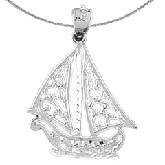 Colgante de velero de plata de ley (bañado en rodio o oro amarillo)