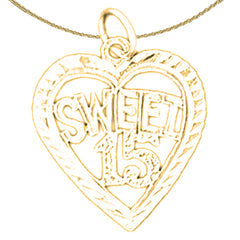 Sterling Silver Sweet 15 Pendant (Rhodium or Yellow Gold-plated)