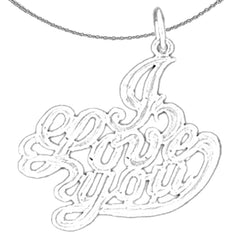 Sterling Silver I Love You Pendant (Rhodium or Yellow Gold-plated)