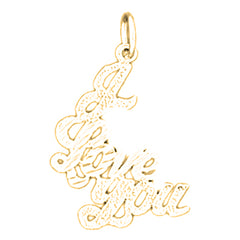 Yellow Gold-plated Silver I Love You Pendant