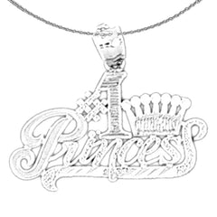 Sterling Silver #1 Princess Pendant (Rhodium or Yellow Gold-plated)