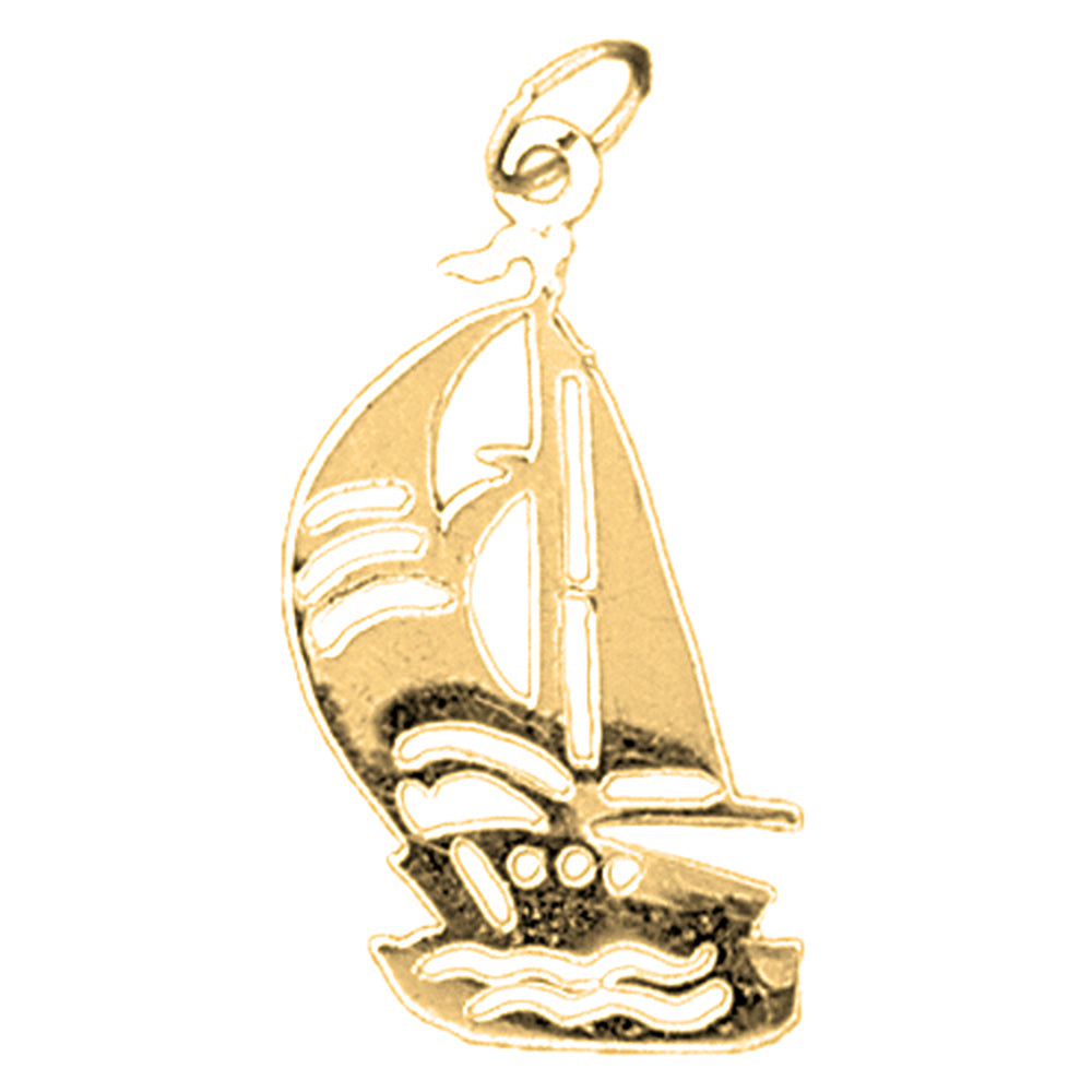Yellow Gold-plated Silver Sailboat Pendant