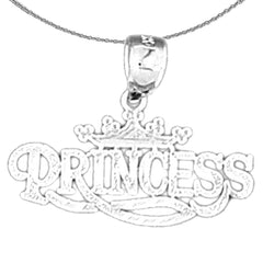 Sterling Silver Princess Pendant (Rhodium or Yellow Gold-plated)