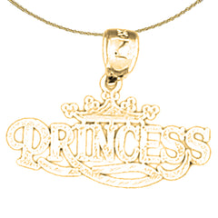 Sterling Silver Princess Pendant (Rhodium or Yellow Gold-plated)