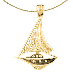 Colgante de velero de plata de ley (bañado en rodio o oro amarillo)