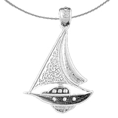 Colgante de velero de plata de ley (bañado en rodio o oro amarillo)