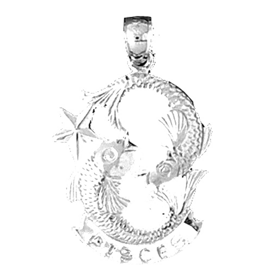 Sterling Silver Pisces Zodiac Sign Pendant