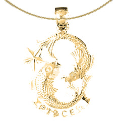 Sterling Silver Pisces Zodiac Sign Pendant (Rhodium or Yellow Gold-plated)