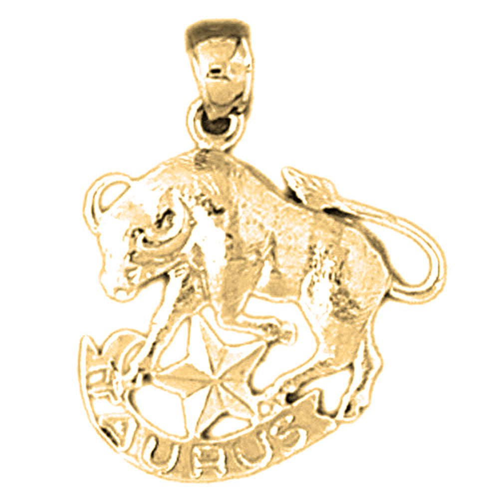 Yellow Gold-plated Silver Taurus Zodiac Sign Pendant