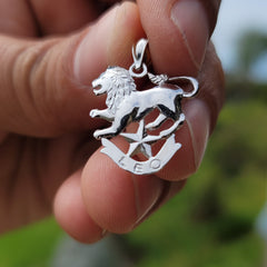 Sterling Silver Leo Zodiac Sign Pendant (Rhodium or Yellow Gold-plated)