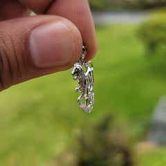 Sterling Silver Leo Zodiac Sign Pendant (Rhodium or Yellow Gold-plated)