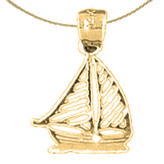 Colgante de velero de plata de ley (bañado en rodio o oro amarillo)
