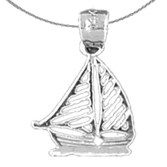 Colgante de velero de plata de ley (bañado en rodio o oro amarillo)