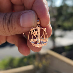 Anhänger mit Sternzeichen Waage aus Sterlingsilber (rhodiniert oder gelbvergoldet)