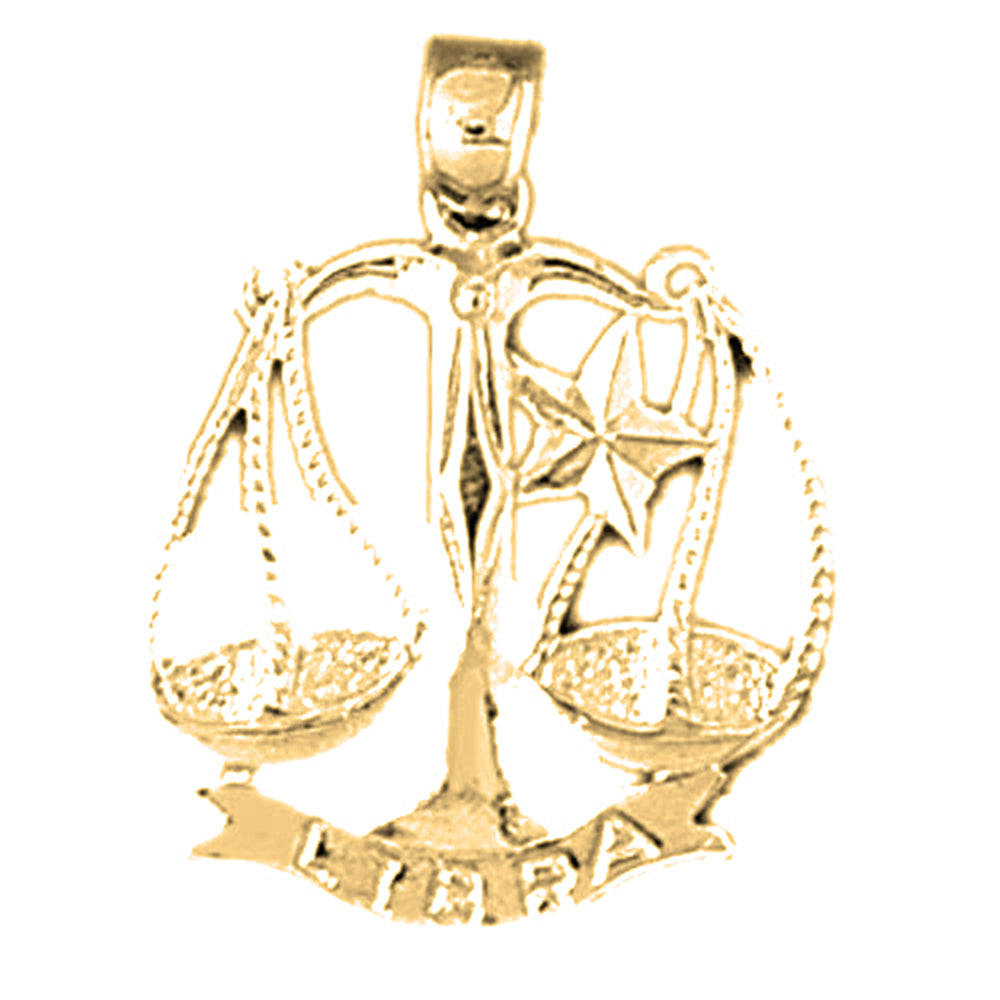 Yellow Gold-plated Silver Libra Zodiac Sign Pendant