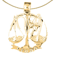 Anhänger mit Sternzeichen Waage aus Sterlingsilber (rhodiniert oder gelbvergoldet)