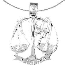 Anhänger mit Sternzeichen Waage aus Sterlingsilber (rhodiniert oder gelbvergoldet)