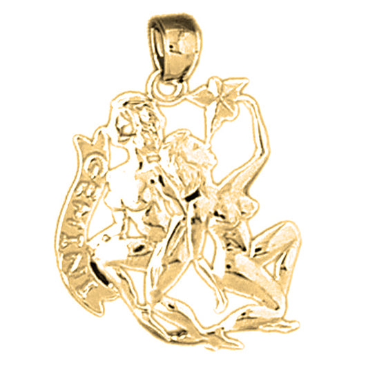 14K or 18K Gold Zodiac - Gemini Pendant